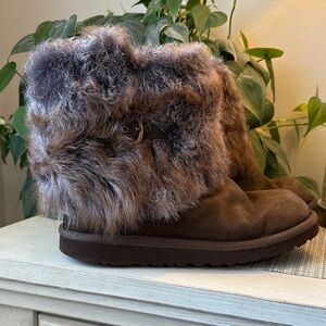 UGG Ellee Brown Fur Boots